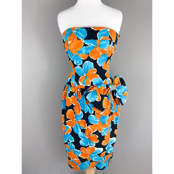80’s Black and White Polka Dot Strapless Dress by AJ Bari main image 0